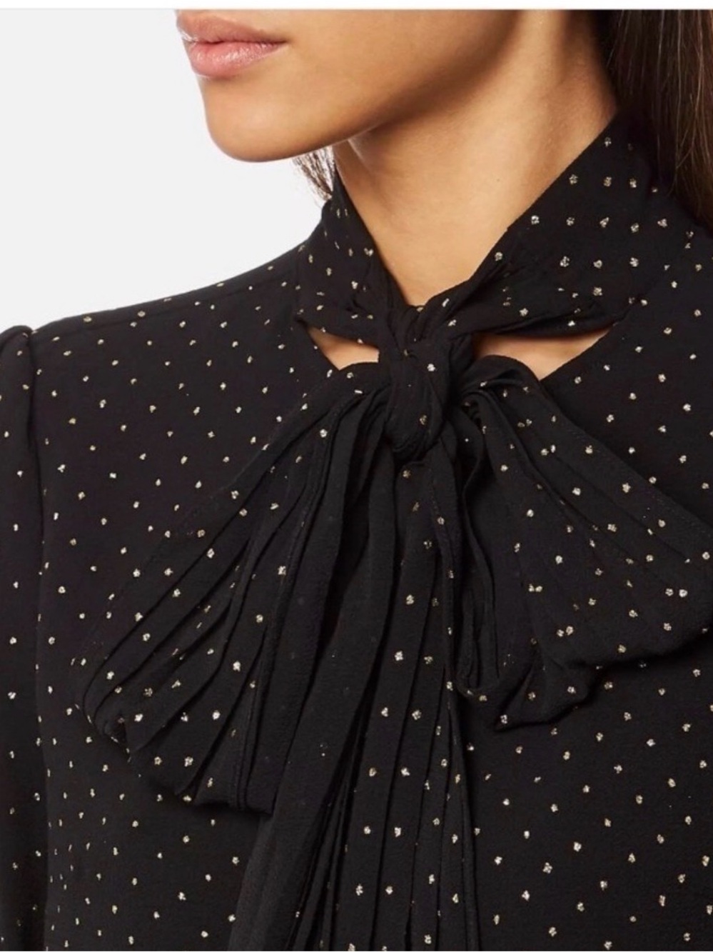Michael Kors Black Dress with Gold Dot Bow Tie Neck